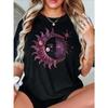 Sun & Moon Graphic Tee Crew Neck Short Sleeve Machine Washable Perfect