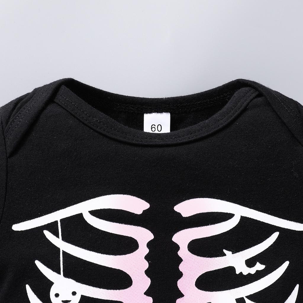 Spring and Autumn New Baby Halloween Bat Round Neck Long Sleeve Jumpsuit