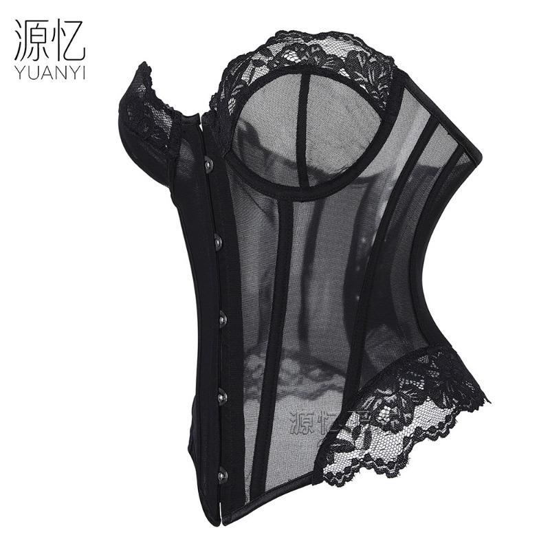 Women Leopard Print Lace Steel Boned Corset Bustier Top For Halloween