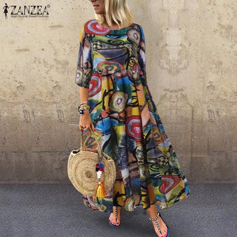 Women V Neck Short Sleeve Gingham Print Maxi Dress Casual Loose Fit A Line Dress