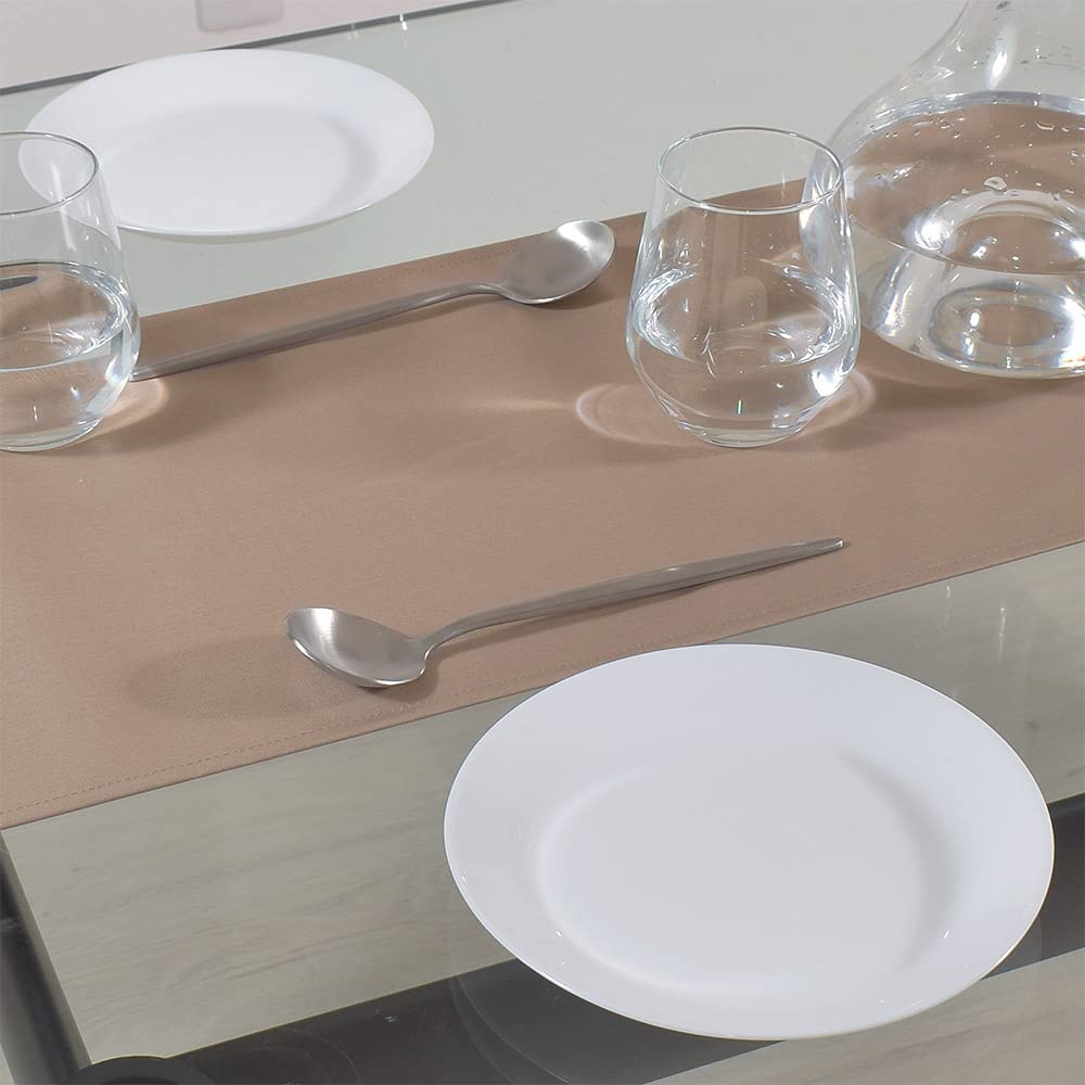 STYLE Decor Table Runner Laminated Waterproof Nordic Table Center 210cm Wipeable Plain Beige W2703530