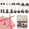 NBEADS 16 Pcs Black Cat Stitch Markers, Alloy Enamel Crochet Stitch Markers with Removable 304 Stainless Steel Leverback Clasp
