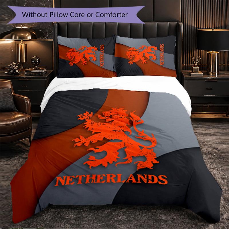 Set Biancheria da Letto 3 Pezzi con Motivo Calcio Olandese Morbida Copripiumino in Microfibra con Federe per Camera da Letto