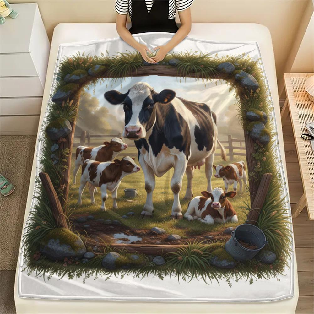 1Pc Cartoon Print Flannel Blanket, High Quality Comfortable for All Seasons, Home Decor, Warmth and Comfort, Perfect for Christmas Birthday Gift
