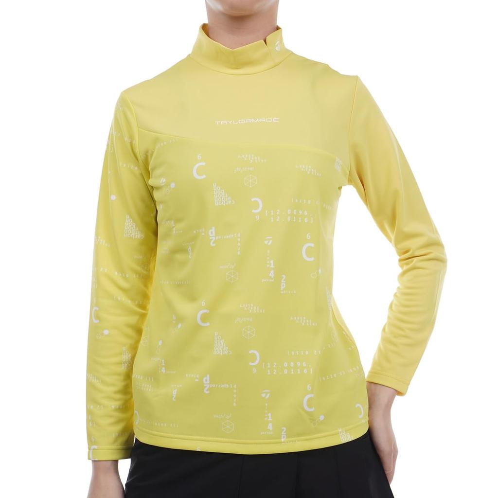 TaylorMade Element Graphic L/S Mock Shirt, Yellow, Size L, Women's, 2023FW, TL121