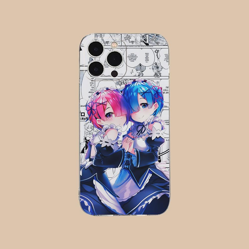 ReZero Rem Ram Clear TPU Mobile Case for iPhone 17 16 15 14 13 12 11 X XR XS Air Pro Max Plus Mini Colorful Cover