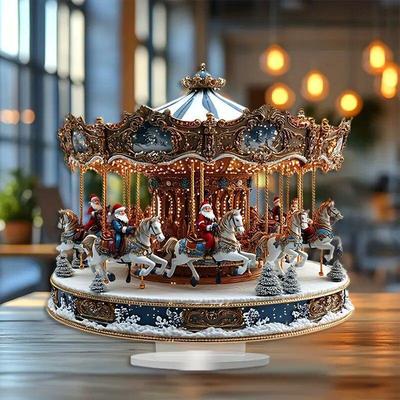 Acryl Weihnachtsmann Karussell Luxus Edelstein Schreibtischornament Ständer