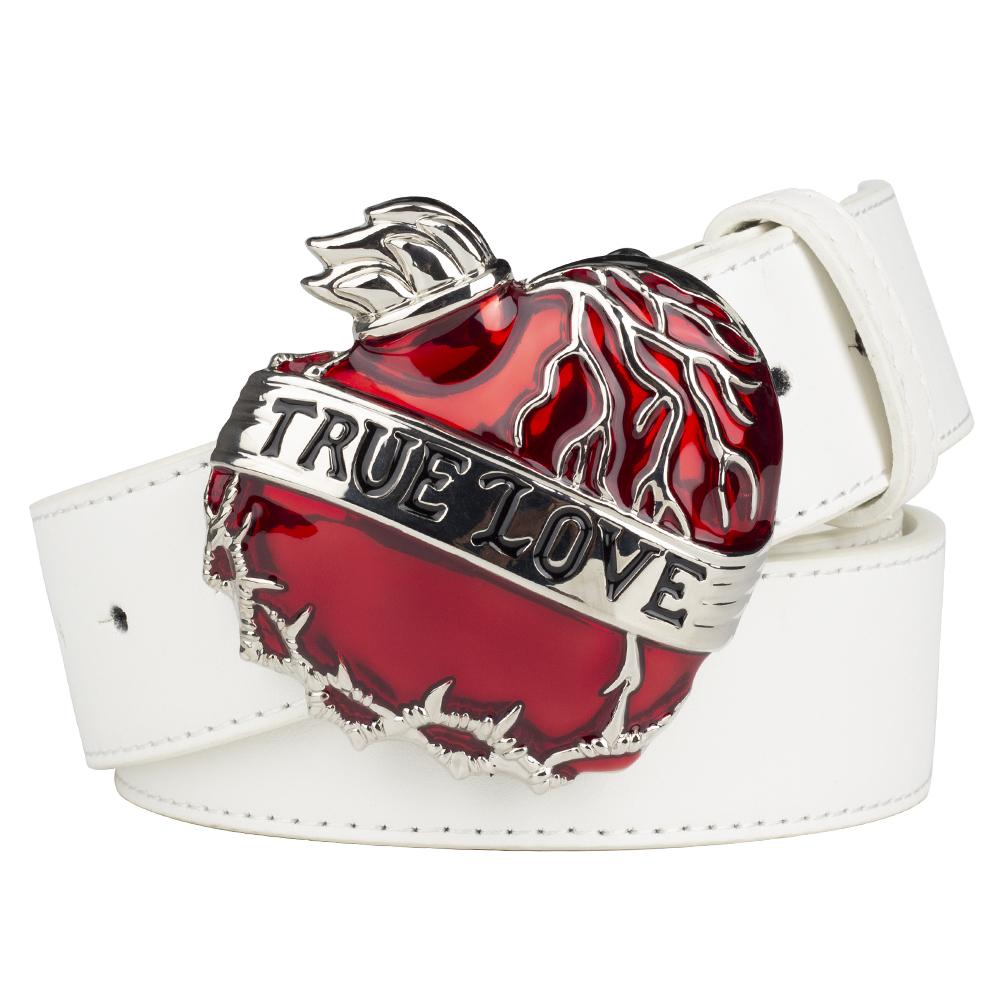 True Love Red Heart Shaped Metal Buckle Women Leather Belt Fashion Men Waistband 105CM белый