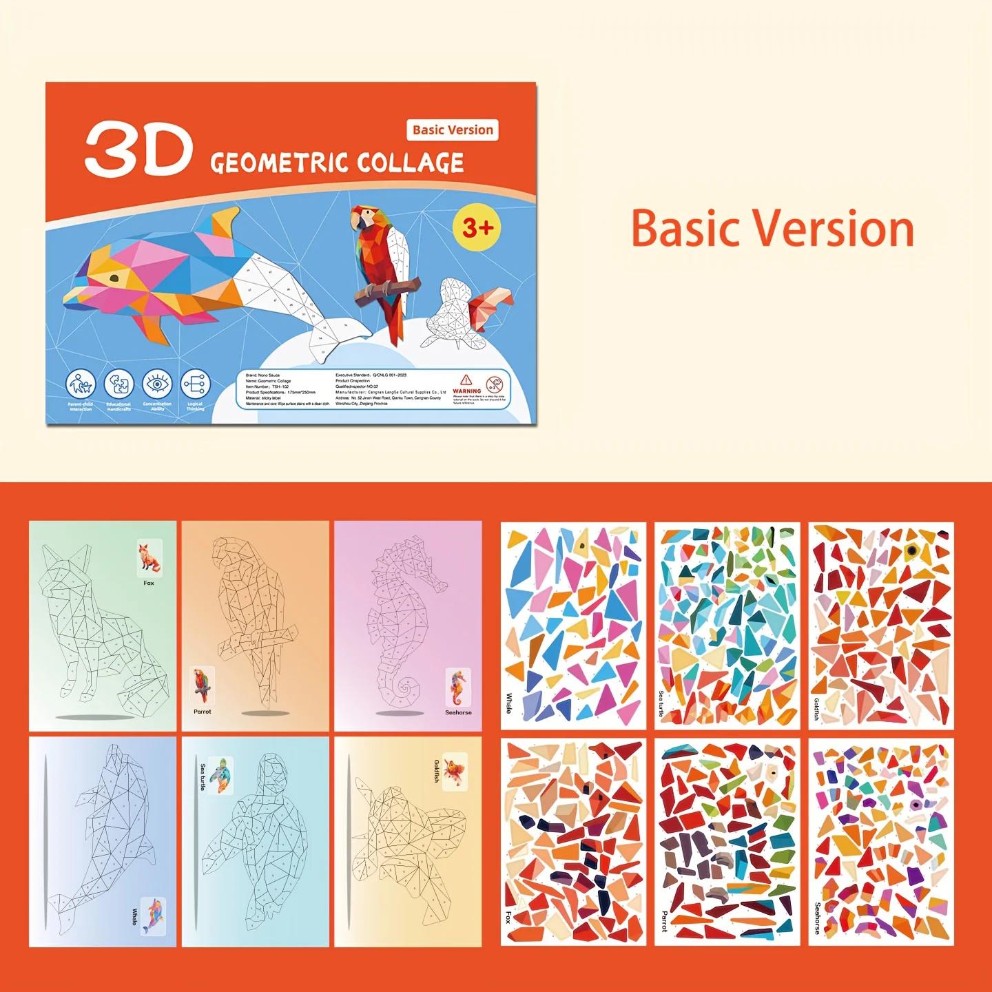 

Ручная работа Наклейки Животные Познавательные 6 Геометрических Коллажей Детская Головоломка Развитие Концентрации Тренировка Просвещение Игрушка Наклейки