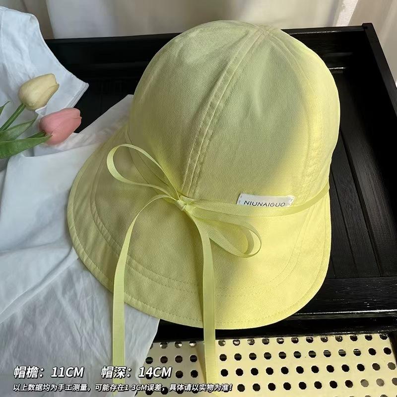 Sweet Bow Bucket Hat Women's Summer Thin Quick-drying Face Hat Travel Anti-ultraviolet Sunshade Sunscreen Hat