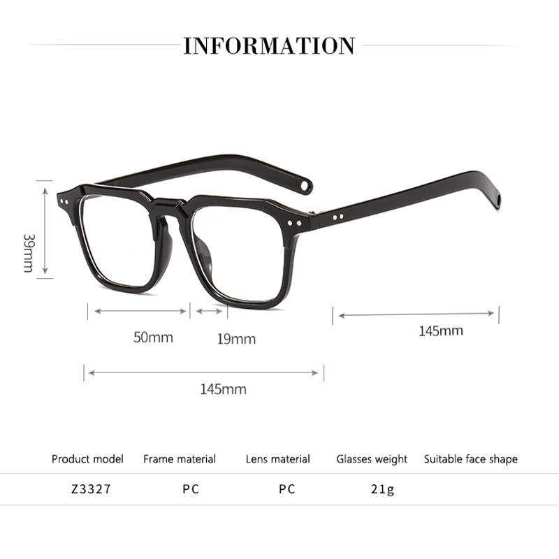 New Square Meter Nails Fashionable Square Flat-light Mirror Trendy Lens Frame Transparent Glasses