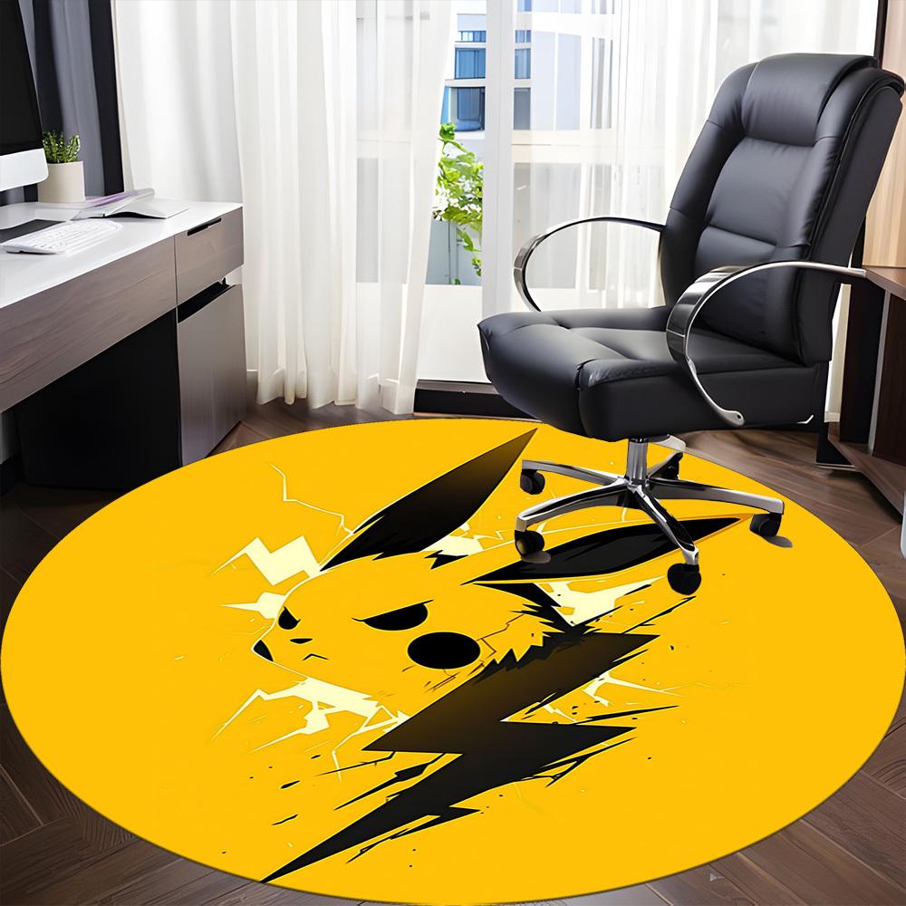 1pcPikachu Electric Office Round Area Rug, Indoor Mat Suitable For Office, Bedroom Living Room Home Decor, Room Deco,  Offic A0928147