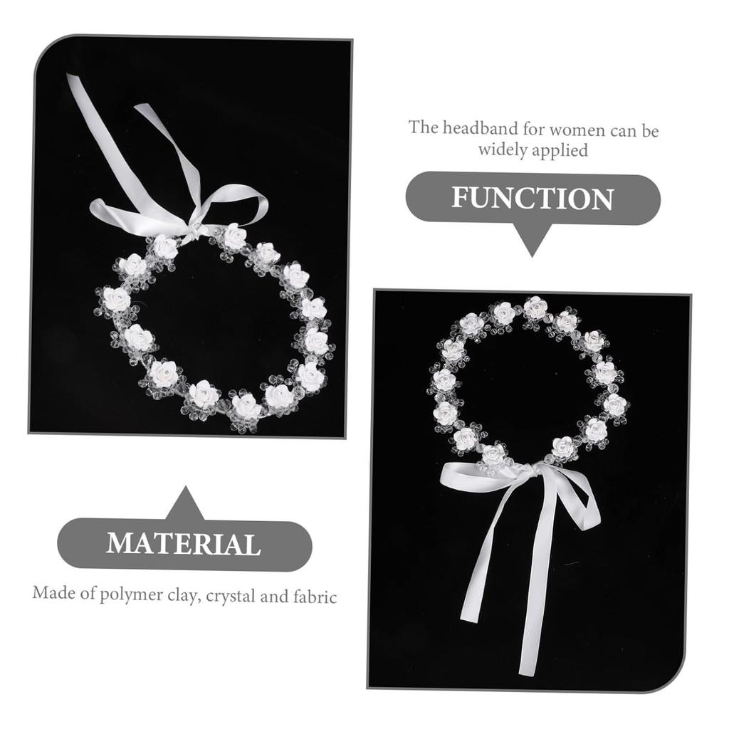 VICASKY Bridal Headband Flower Hair Accessory for Women Soft Headdress Elegant Wedding Hair Band for Brides Lightweight and Design for Parties and