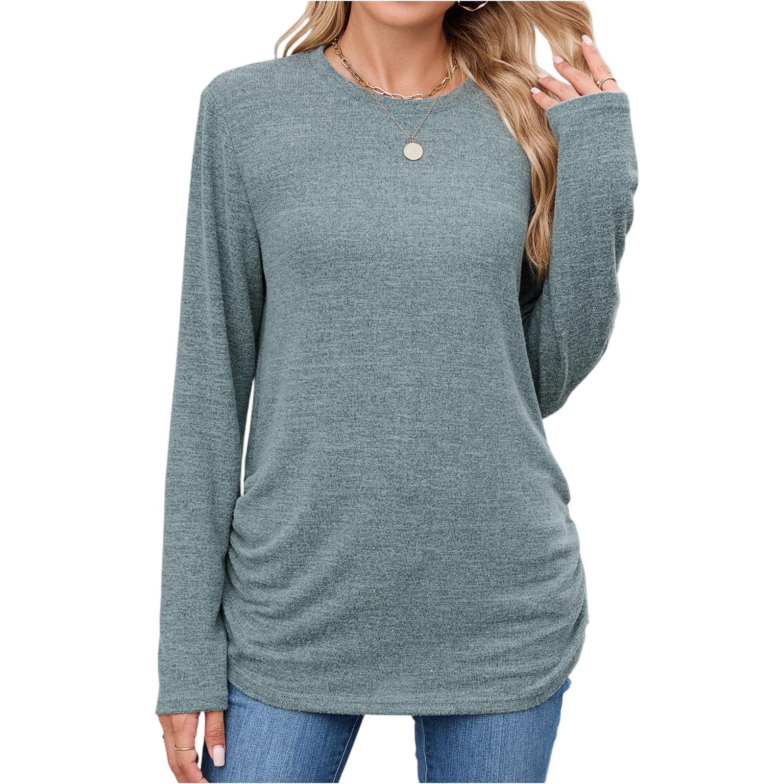 

Women Tops Long Sleeve R-Neck Shirts Fall Fashion Casual Business Tunic Blouses L армія зелений колір