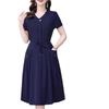 Elegant Mulberry Silk V-neck Dress for Mothers - Women's Summer Fashion, Slimming A-line Cinched Waist Skirt