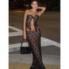 Lace Patchwork Strapless Long Dress Set Lace Stitching Tube Top Maxi Dress Suit