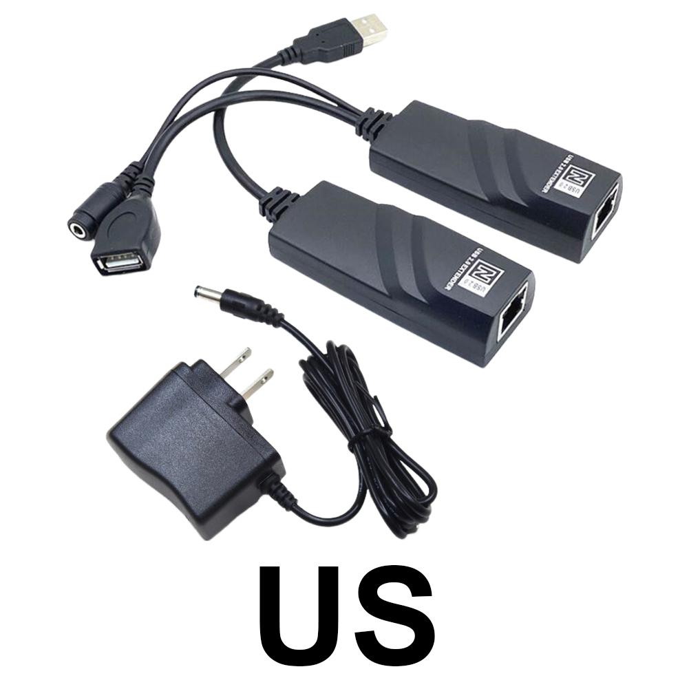 USB 2.0 Extender To RJ45 with Power Adapter Ethernet Extension Cable Connections Up To 100m for Camera Mouse Keyboard