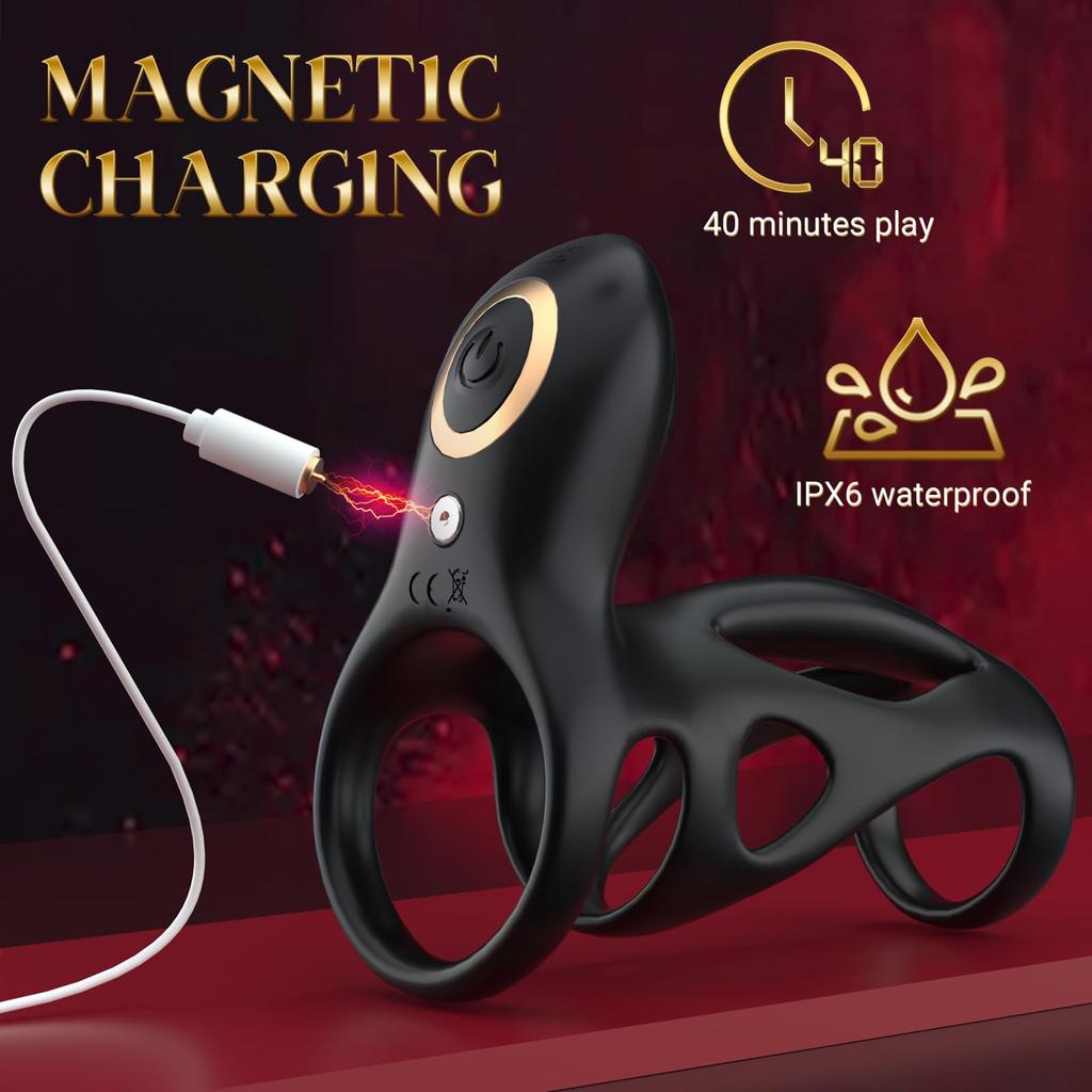 Vibrating Penis Ring, Sex Toys for Men, Penis Sleeve with 10 Vibration Modes, Penis Vibrator Extender,Dual Motor Testicles,G-spot Stimulation,Sex Toys