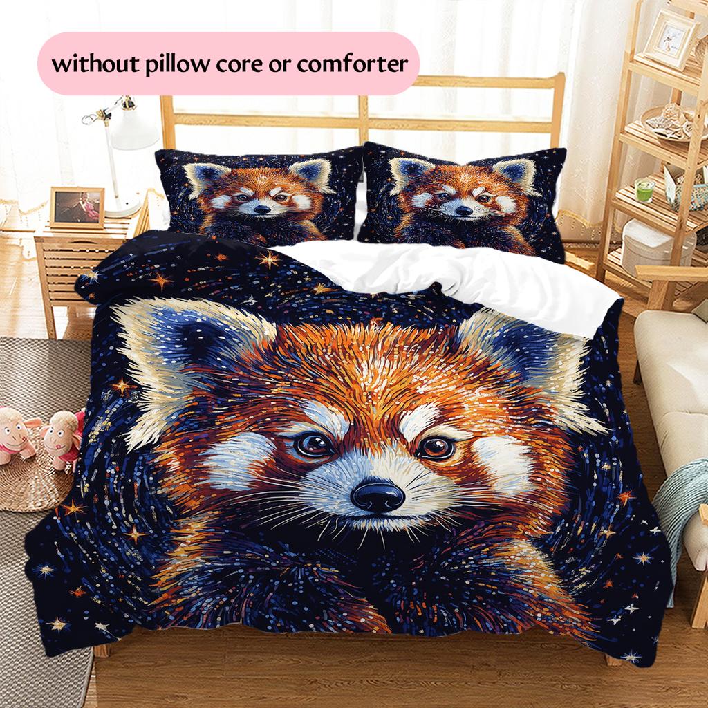 Rood Panda Patroon Beddengoed Huisdecoratie Verjaardagscadeau (1 dekbedovertrek + 2 kussenslopen, zonder binnenkussen)