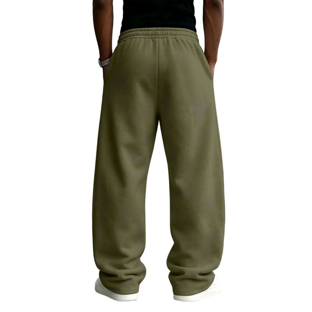 Men's Oversized Straight Leg Lined Sweatpants with Drapey Fit for Athletic Casual Wear