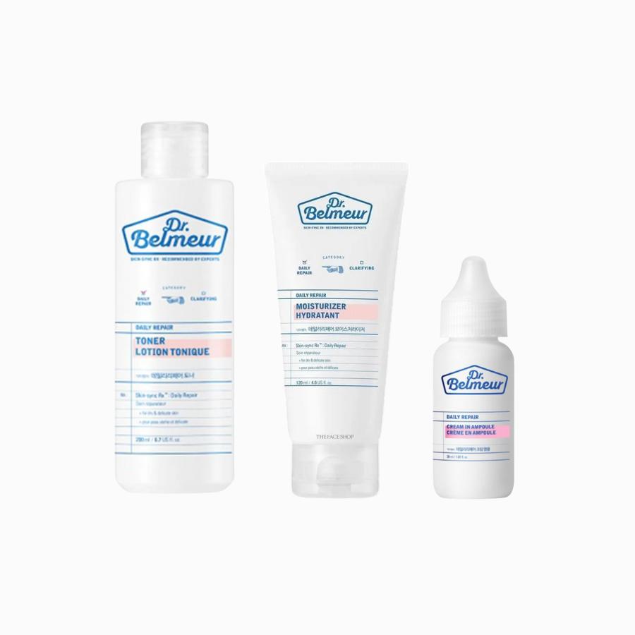 The Face Shop Dr. Belmeur Daily Repair Toner 200mL + Moisturizer 120mL + Cream In Ampoule 30mL