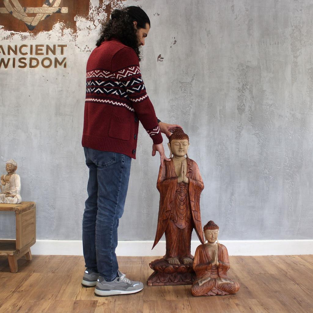 Buddha Statue Standing Whitewash 1m Welcome
