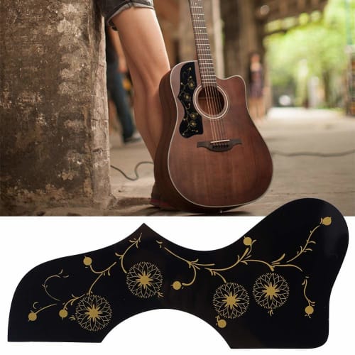 Self-Adhesive Folk Guitar Pickguard Accessories Pickguard Scratch Plate for Acoustic Guitar Bass Violin Black and White Pattern (Black Pattern)