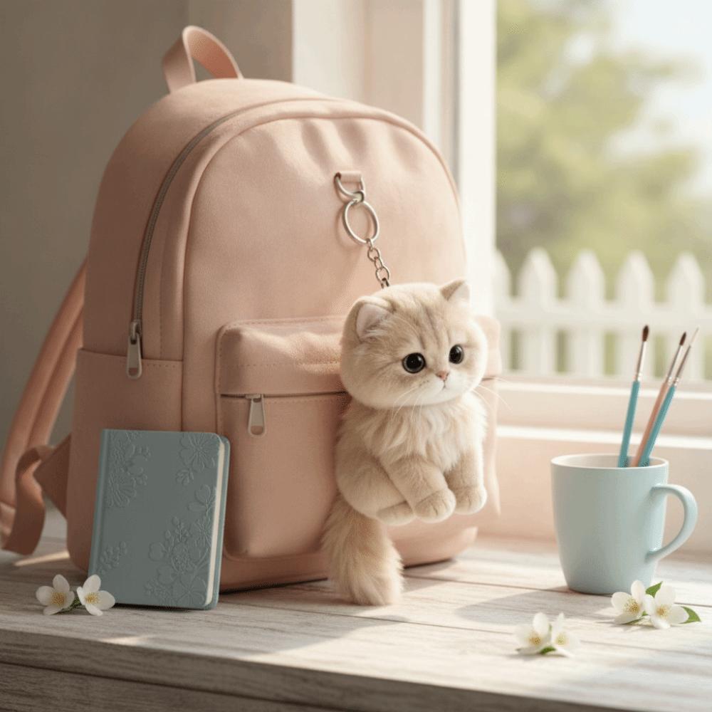 Soft Plush Cat Keychain Simulation Cat Plush Cat Bag Pendant Cat Plush Doll Couple Gift