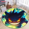 Pokemon Gengar Druck Runder Teppich, Kinderzimmer Bodenmatte Rutschfest Wohnzimmerteppich, Waschbarer Teppich für Heimdeko Geschenk Potdemiel