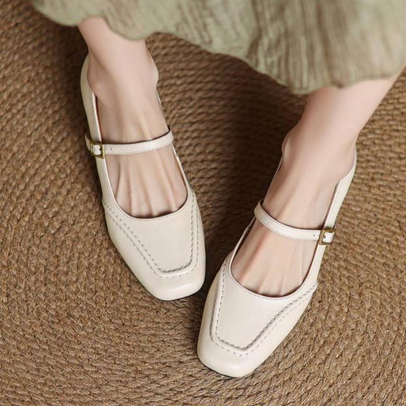 Fashion Mary Janes Elegant Dress Women Mid Heels Shoes 2025 New Style Fashion Buckle Strap Pumps Versatile Soft Women Shoes