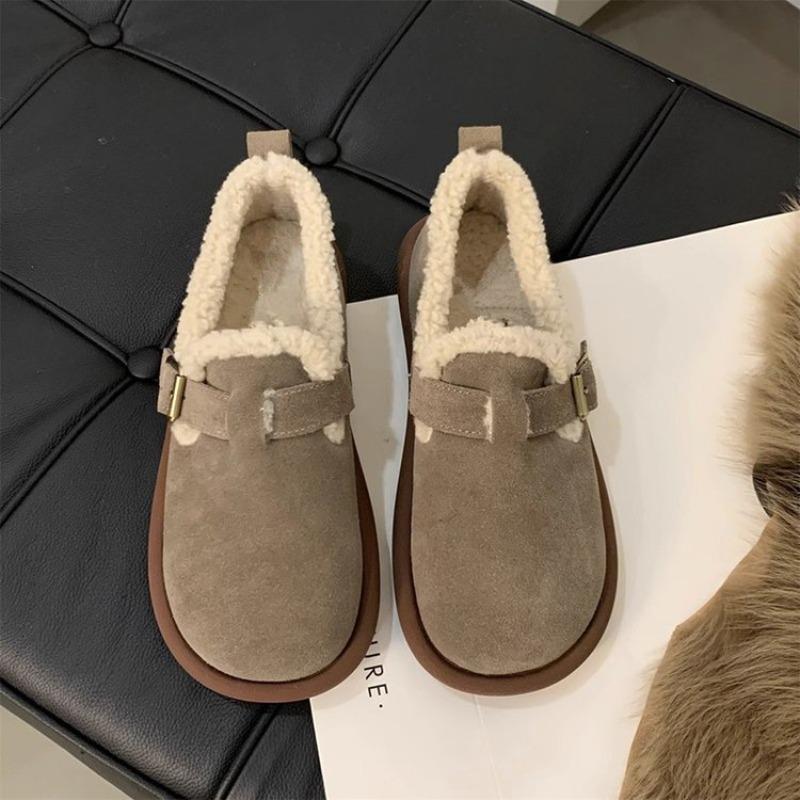 Soft-soled velvet women's new retro autumn and winter shoes thick-soled Doudou flat-soled warm fluffy cotton shoes