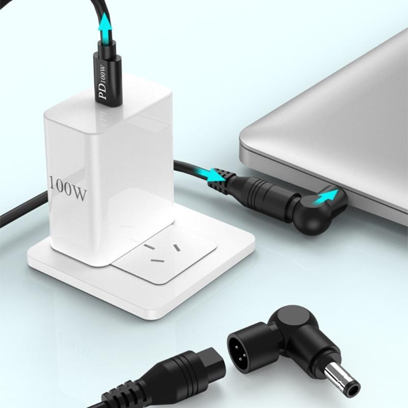 PD100W USB C to DC5.5mm Fast Charging Set With 12 Adapters USB C To 5.5mm Power Delivery Cable For Multiple Devices