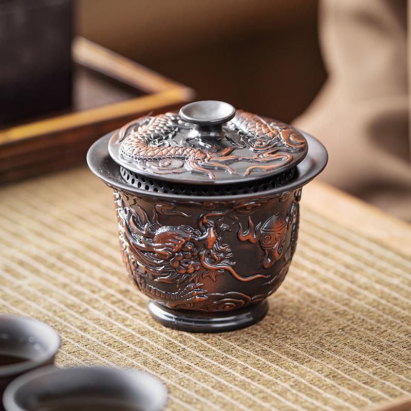 Jianshui Clay Purple Pottery Gaiwan Ceramic Handmade Household Kung Fu Tea Set Tea Bowl Tea Cup Tea Maker Tea Ceremony