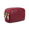Women's Genuine Leather Three-Zipper Coin and Key Clutch