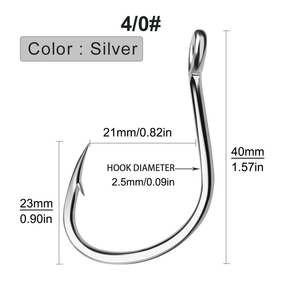 10pcs High Carbon Steel 1/0 2/0 3/0 4/0 5/0 Barbed Slow Jigging Hooks Saltwater Fishing Single Hook
