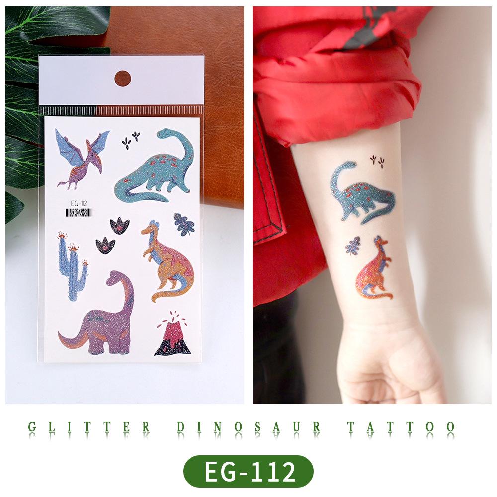 Ruikalong Glitter Animal Tattoo Stickers for Kids - Cartoon Dinosaurs, Water Transfer