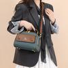 Women's PU leather top handle crossbody bag with multiple pockets, stylish contrasting color matching, and simple shoulder bag