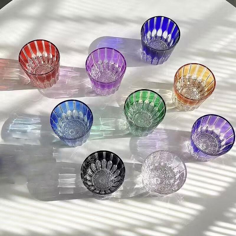 200ml Luxury Carved Whiskey Glass Exquisite Drinking Glasses Creative Cocktail Glass Multi Colored Wine Glass Bar New Year Gifts