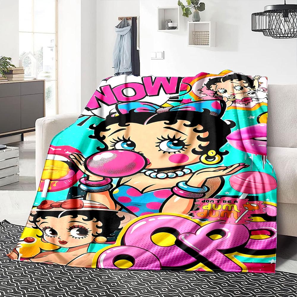 1Pc Betty Boop Dress Blanket For Couch Bed Plush Cozy Fuzzy Blanket Super Soft Warm Blankets For Fall And Winter 09186