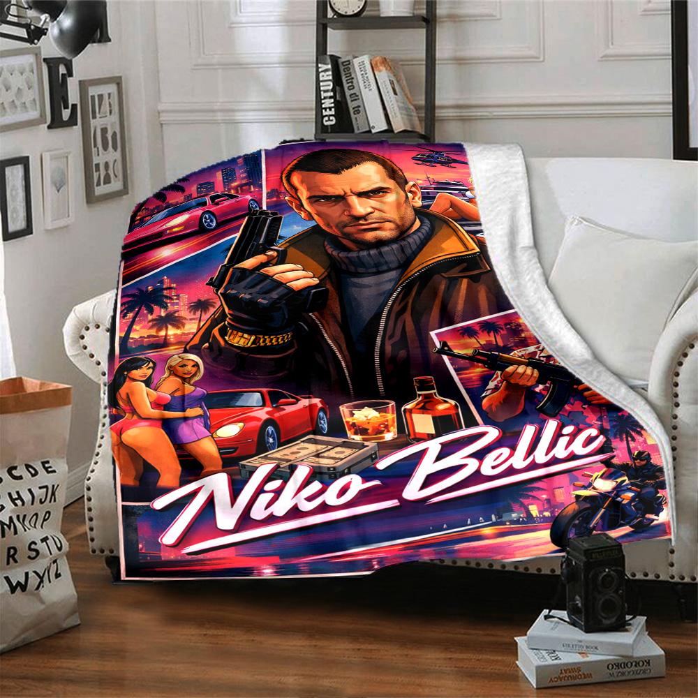 Gta Blanket Warmthful Decor Perfect for Sofa Bed Office for All Seasons Digital Print Suitable for Gifting Relatives and Friends