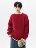 Jian Heng Red Henley Collar Men's Knit Sweater - Loose & Cozy for Autumn/Winter Christmas & New Year