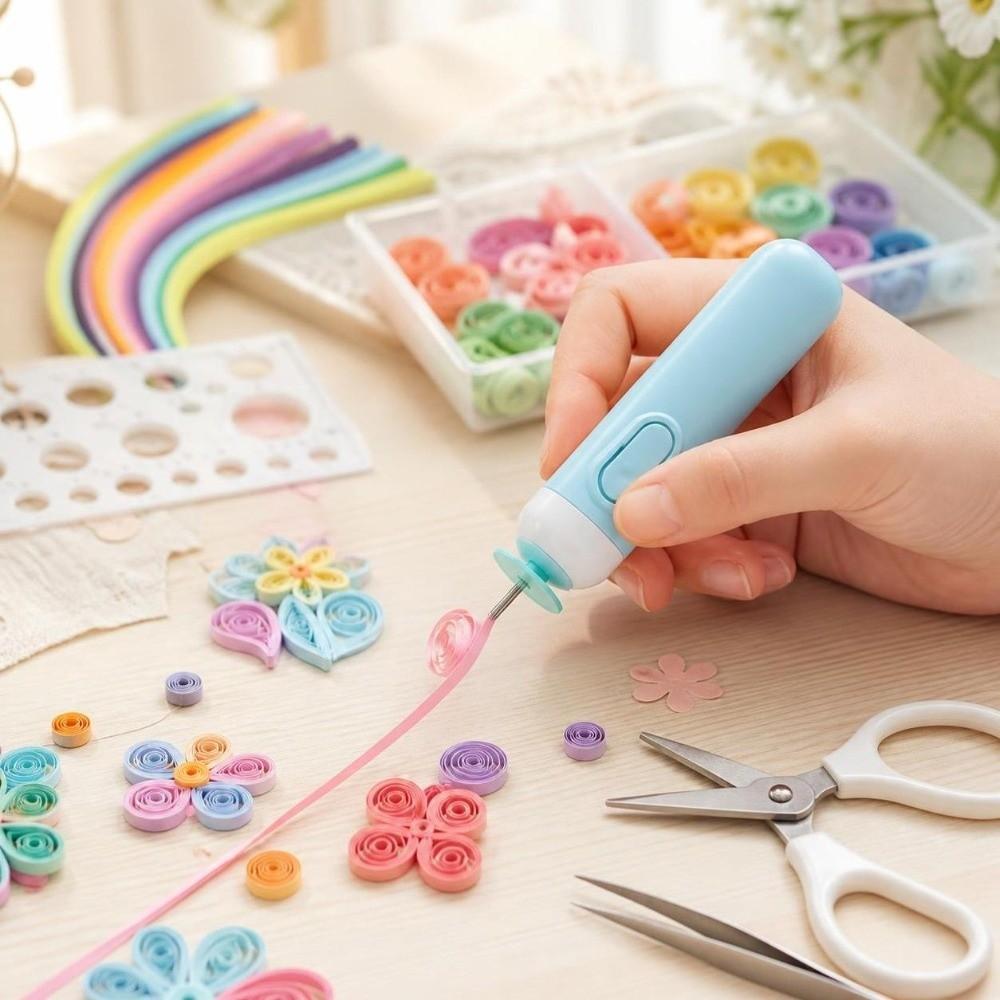 2pcs Blue Electric Quilling Pen 4 Inch Length Paper Rolling Pen For DIY Art Crafts