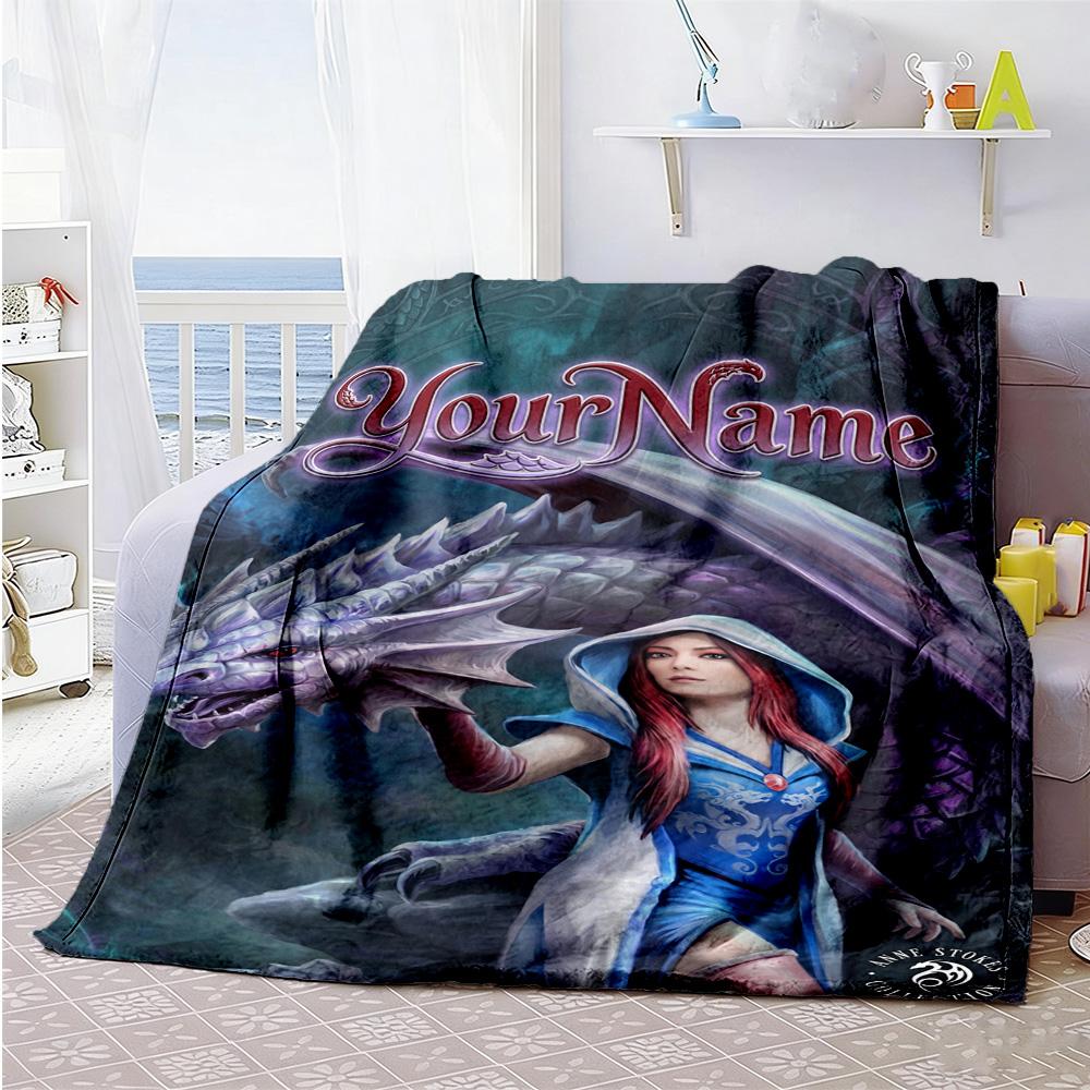 Gothic Illustrations Customize Your Name Blanket Multi-purpose Customizable Blanket Soft Warm Cozy Great for Picnics Office Chair Couch All-Season Use