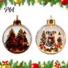 Acrylic Holiday Hanging Charms Glowing Christmas Story Ornament, Light-Up Ball Decor with Warm LED Light, Ornaments Mini Scene 3D Pendant