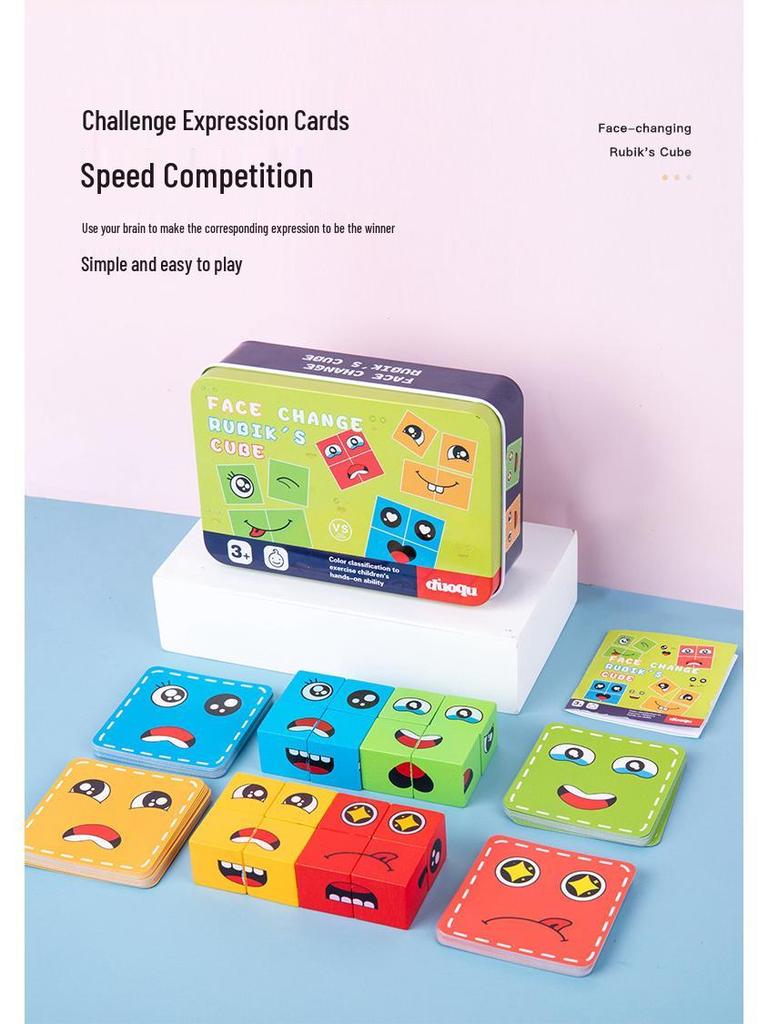 Cross-border Face-Changing Magic Cube Building Puzzle Game for Kids - Fun & Educational with Bell Battle Challenge