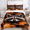 3pcs Raccoon, Autumn Leaves Duvet Cover Set - Machine Washable, Includes 1 Cover and 2 Pillowcases, No Core Included yy251013096