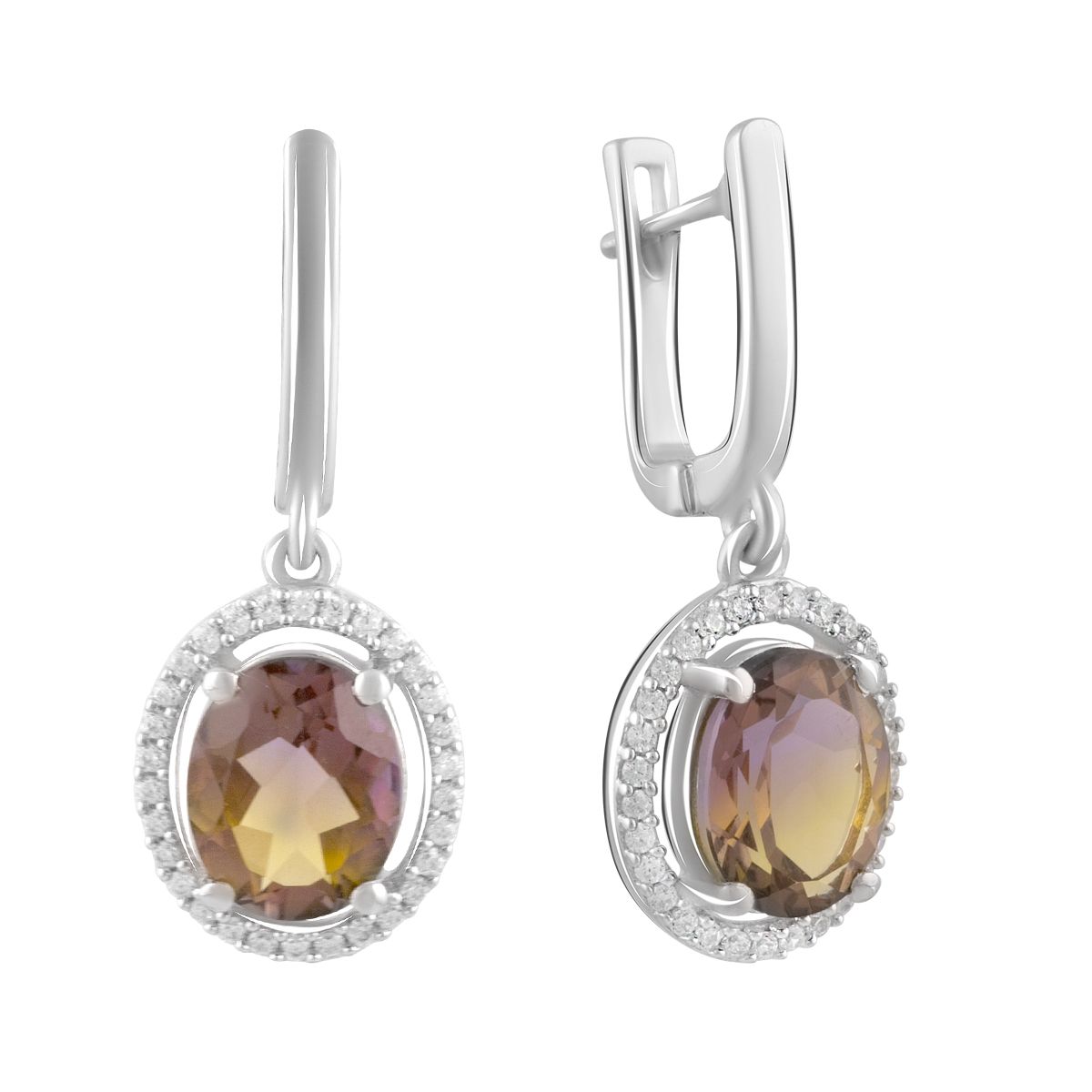 

Срібні сережки з аметрином nano 4.263ct (2088158) аметист