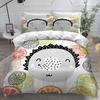 Printed Flower Hedgehog Duvet Cover Set Super Soft Comfortable 100% Polyester Bedding Set Cute Cartoon Kids Bed Linens Girl Boy