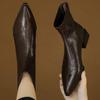 Women Pointed Short Boots 2026 Autumn Retro Korean Fashion Solid Colour Non-slip High Heels Thick Heel Comfort Ankle Boots