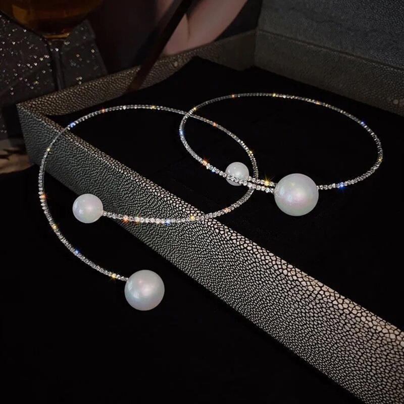 2 pieces Beautiful Fashion Pearl Open Choker Necklace and Bracelet Set Gift for Lover Fiancee Wife Mother Valentine
